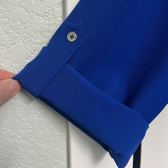 Women’s Large Blue Calvin Klein Button-Sleeve Top - Picture 6 of 11